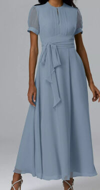 AW BRIDAL 10 L light dusty blue chiffon Christina bridesmaid maxi dress NEW 0b6